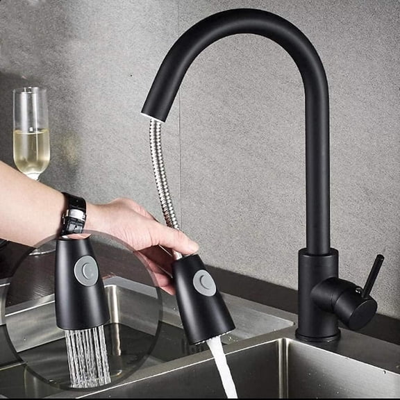 Basin Mixer Tap,Single Handle Can Be Rotated 360 °Compatible with Pull-Out Dual Rinsing Spray Stainless Steel Drawing Kitchen Sink Faucet,Hot and Cold Water Taps,Modern Style