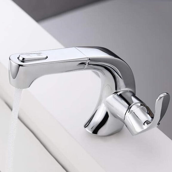 Basin Mixer Tap with Pull Out Spray Bathroom Taps Dual Mode Brass Hot and Cold Retractable Bathroom Sink Faucet-Golden