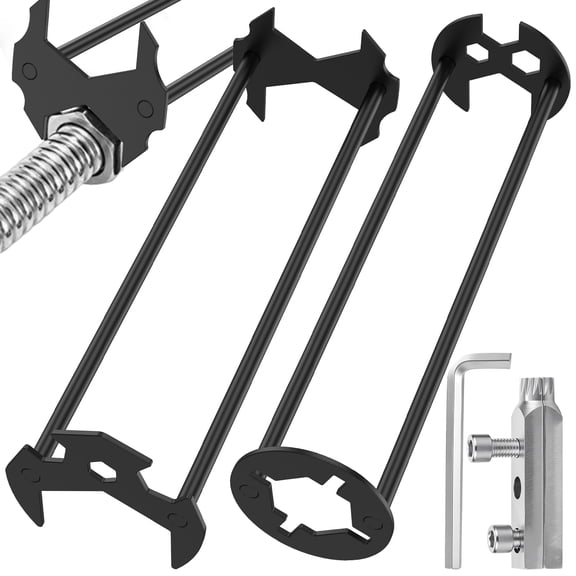Basin Wrench and Broken Pipe Extractor Set 7 Size Faucet Tool Four Jaw Hex Spanner Universal Plumber Tool for Tight Space Extractor for 1/2" to 1" Damaged Faucet Bolt Pipe Thread