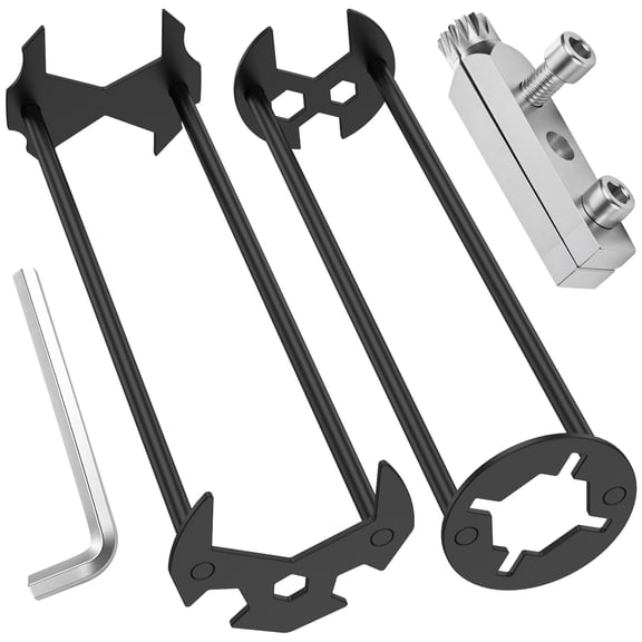 Basin Wrench and Broken Pipe Extractor Set 7 Size Faucet Tool Four Jaw Hex Spanner Universal Plumber Tool for Tight Space Extractor for 1/2" to 1" Damaged Faucet Bolt Pipe Thread