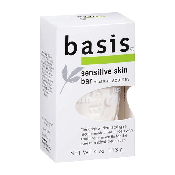 Basis Sensitive Skin Bar Soap Cleanns Plus Smoothes, 4 oz by Basis