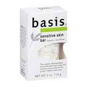 Basis Sensitive Skin Bar Soap Cleanns Plus Smoothes, 4 oz by Basis