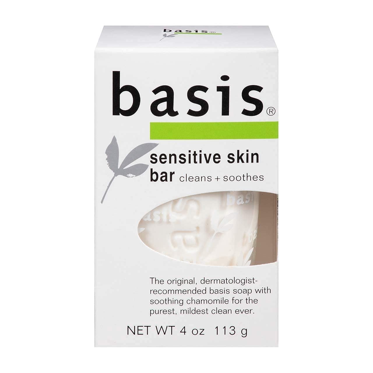 Basis Sensitive Skin Bar Soap, Unscented, 4 oz, 12-Pack