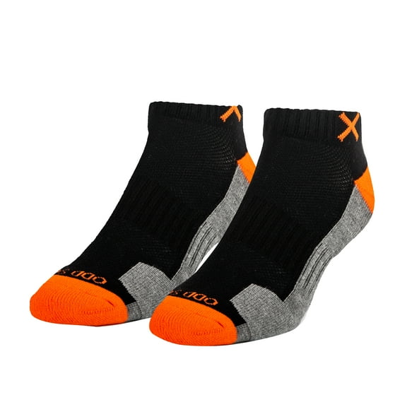 Basix Ankle Socks for Men, Comfort Athletic Fit, Cotton Blend, Orange Black Heather