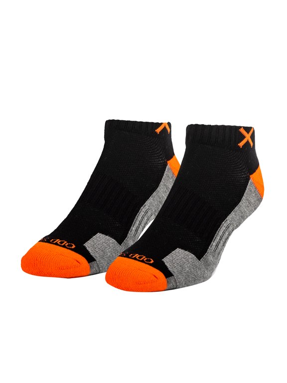 Basix Ankle Socks for Men, Comfort Athletic Fit, Cotton Blend, Orange Black Heather