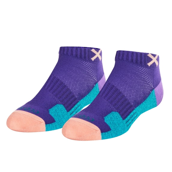 Odd Sox – Basix Purple Teal Peach Ankle Socks – Medium Unisex Size – Cushioned Cotton Blend with