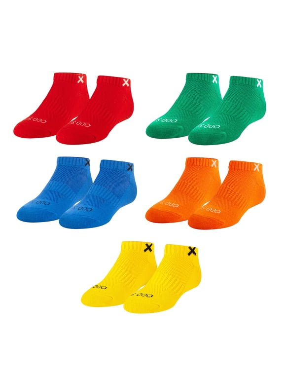 Basix – Big Kids Ankle Socks 5-Pack for Ages 7–10 – Bright Primary Colors, Soft Everyday