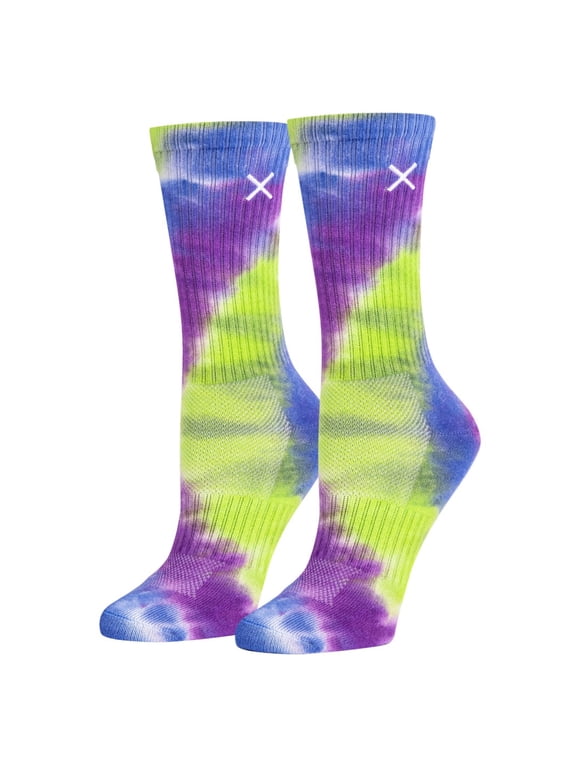 – Basix Unisex Crew Socks – Tie Dye Far Out – Large – Soft Cotton Blend Ribbed Crew,