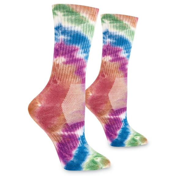 ODD SOX – Basix Unisex Crew Socks – Tie Dye Hippy – Large – Soft Cotton Blend Ribbed Crew, Cushioned