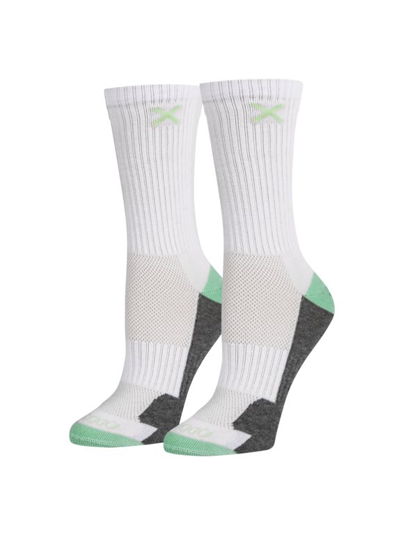 Basix – Mint White Heather Athletic Crew Socks – Size Medium – Cotton Blend Cushioned Comfort,