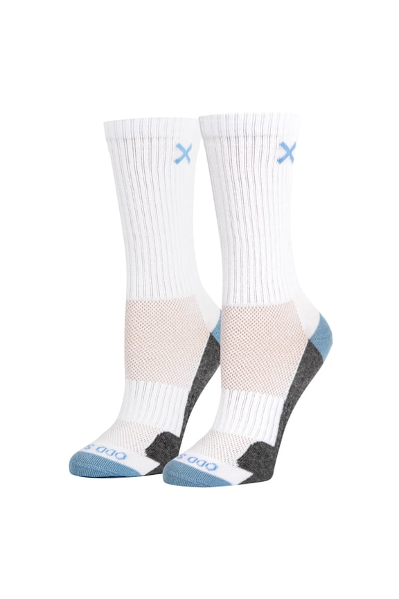 Basix – Sky White Heather Athletic Crew Socks – Size Medium – Cotton Blend Cushioned Comfort,
