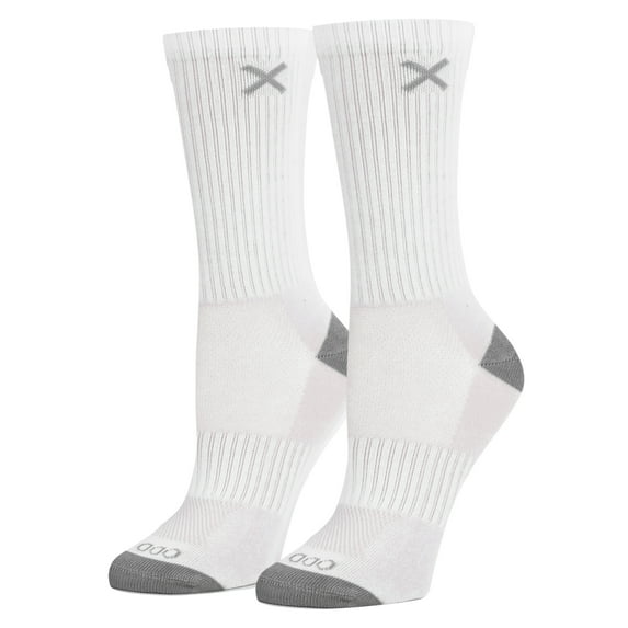 Basix – White Gray Athletic Crew Socks – Size Medium – Cotton Blend Cushioned Comfort, Breathable