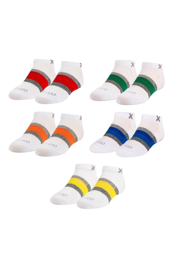 Basix – Big Kids Ankle Socks 5-Pack for Ages 7–10 – Striped Athletic Cotton Blend, Soft
