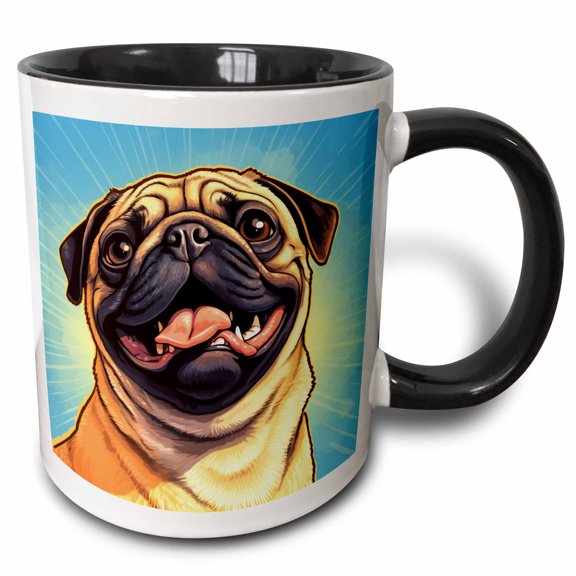 3drose, Bask in the Glory of the Angelic Pug., 11oz Two-tone Black Mug