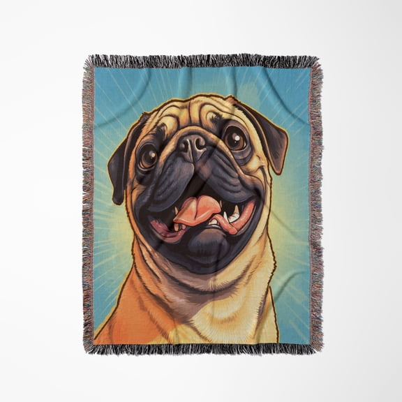 Bask In The Glory Of The Angelic Pug. , Woven Blanket