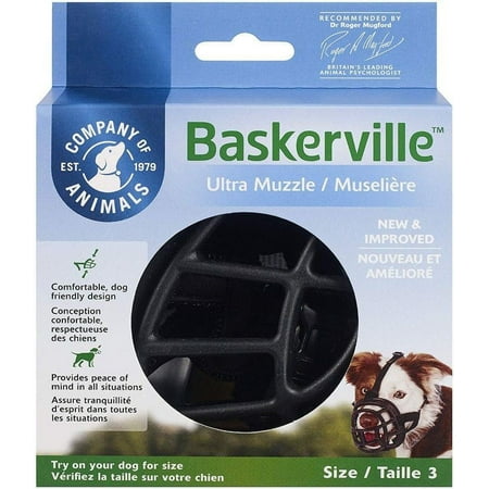 Baskerville Ultra Muzzle for Dogs [Dog, Muzzles Wire & Nylon ] Size 3 - Dogs 25-45 lbs - (Nose Circumference 11")