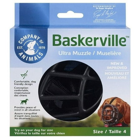 Baskerville Ultra Muzzle for Dogs [Dog, Muzzles Wire & Nylon ] Size 4 - Dogs 40-65 lbs - (Nose Circumference 12.3")