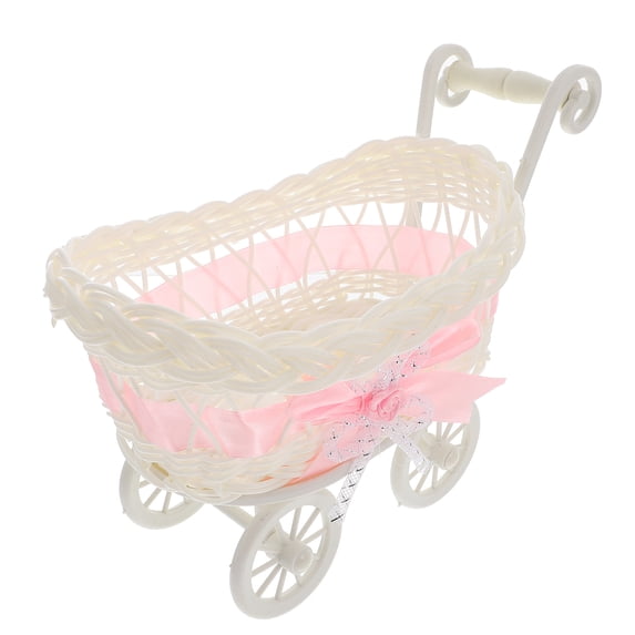 Basket Baby Woven Shower Cart Cutie Decorations Stroller Shopping Wicker Storage Fruit Serving Flower Small Candy Mini