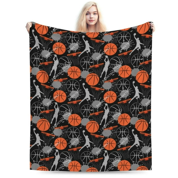 Basket Ball Blanket, Gifts for Adult Throw Blankets, Lightweight Cozy Warm Flannel Blankets Throw for Home Decor Bed Couch XS