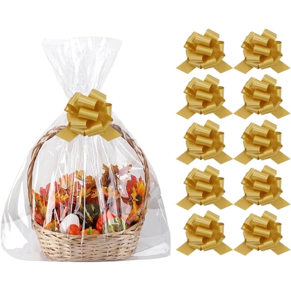 Basket Cellophane Bags 22 x 32 for Gift Giving Holiday Birthdays, 10 Pack