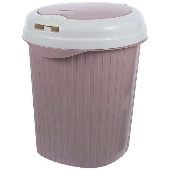 Pink Plastic Trash Can for Home Kitchen Office with Storage Design Simple Cover Portable and 6.5 Gallons