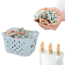Basket and Clothes Pins,Laundry Clothes Pins with Pouch for Outdoor,Plastic Clothes Pins Outdoor for Hanging Clothes,Clothespins Clips with Springs Clothes Drying Line Pegs,Crafts Picture Clips