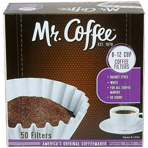 Basket Coffee Filters, 8-12 Cup, White Paper, 8-Inch, 50-Count Boxes (Pack Of 12) (Packaging May Vary)