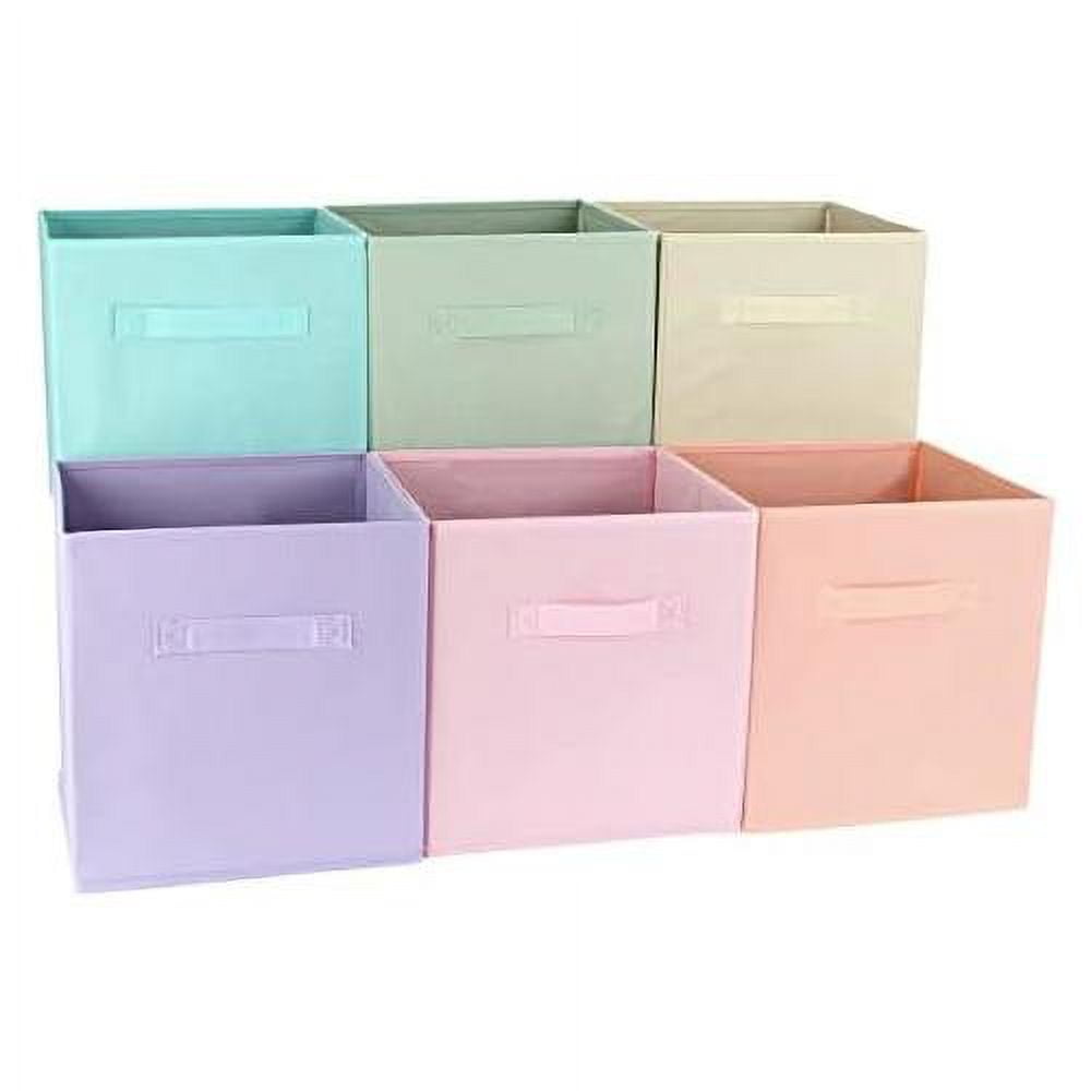 Basket Cube Storage Bins 6Pk Pastel 10In Square Collapsible Fabric