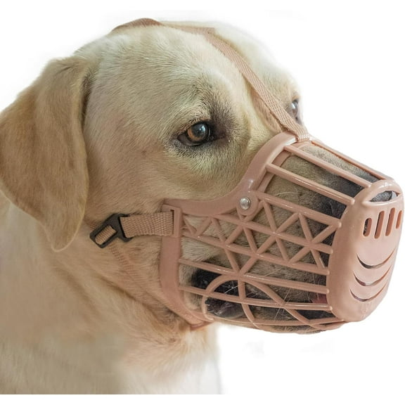 Basket Dog Muzzle for Large Medium Small Dogs, Cage Muzzles to Prevent Biting Chewing Licking Scavenging, Mouth Cover with Adjustable Strap for Vet Visits, Grooming, Walking