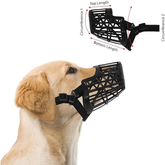Basket Dog Muzzle for Small Medium Large Dogs, Adjustable Breathable Cage Muzzle to Help Prevent Biting Chewing Licking and Scavenging