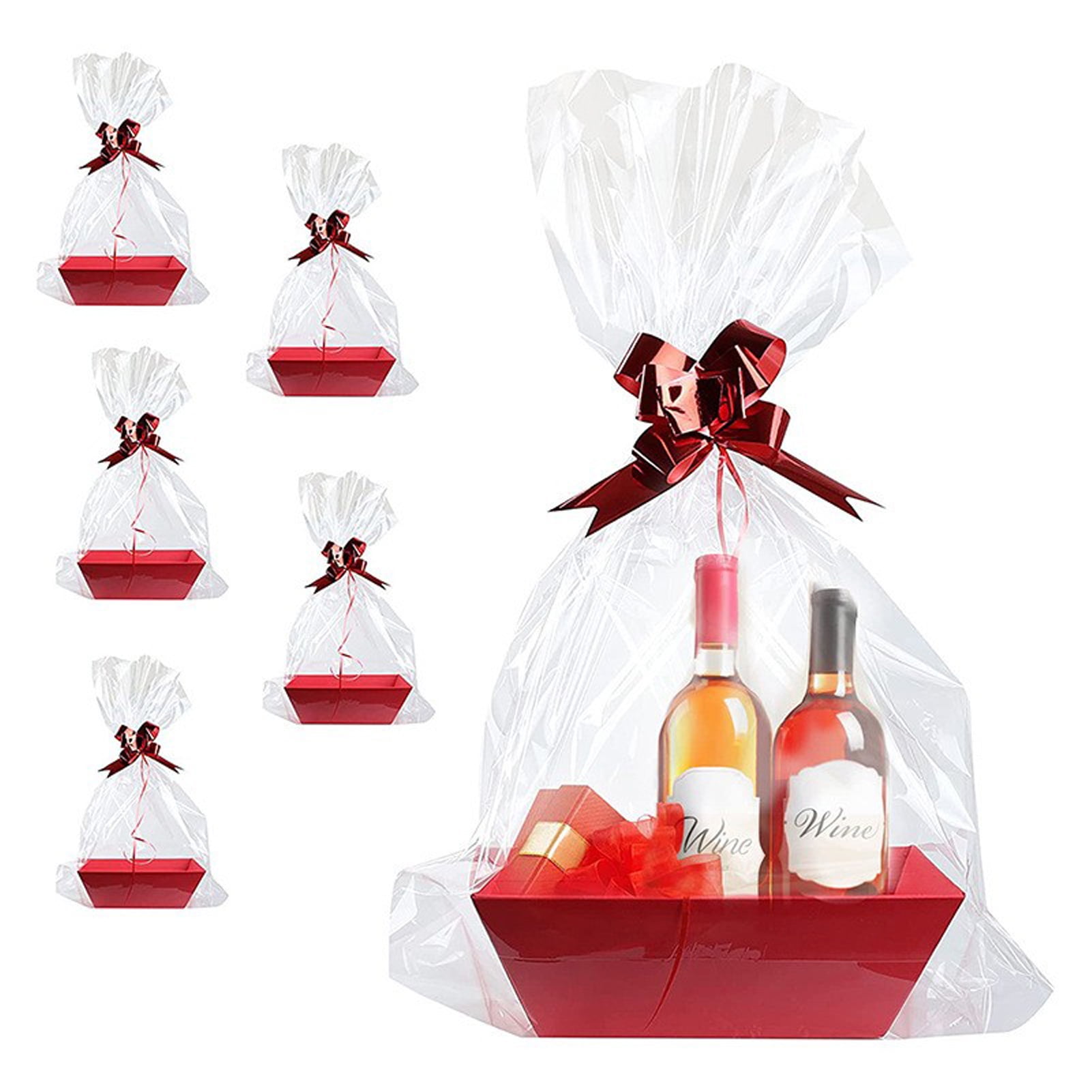Basket For Gifts Empty,6PCS Diy Empty Bulk with Handle and Bows Ribbons