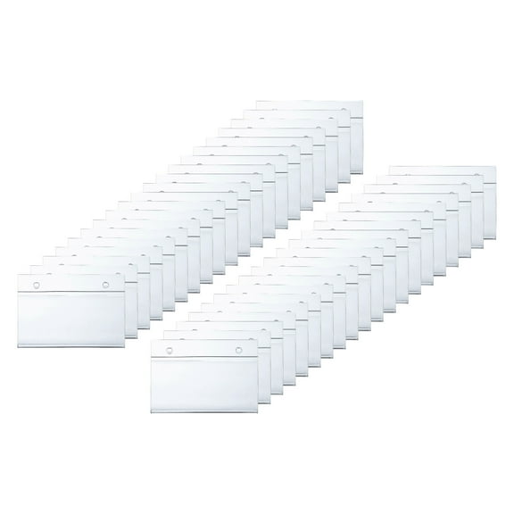 Basket Label Holder, Wire Shelf Label Holder Plastic Label Clips Reusable Shelf Sign Tags with Button Lock & Paper 3.15"x2.17"