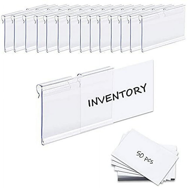 Basket Labels Clip On,50PCS Clear Plastic Bin Clip Labels for Baskets