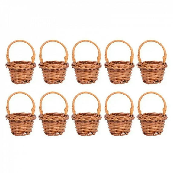 Basket Mini Baskets Flower Small For Woven Wicker Miniature With Picnic Girl Handle Gift Favors Storage Rattan Tiny Decorative