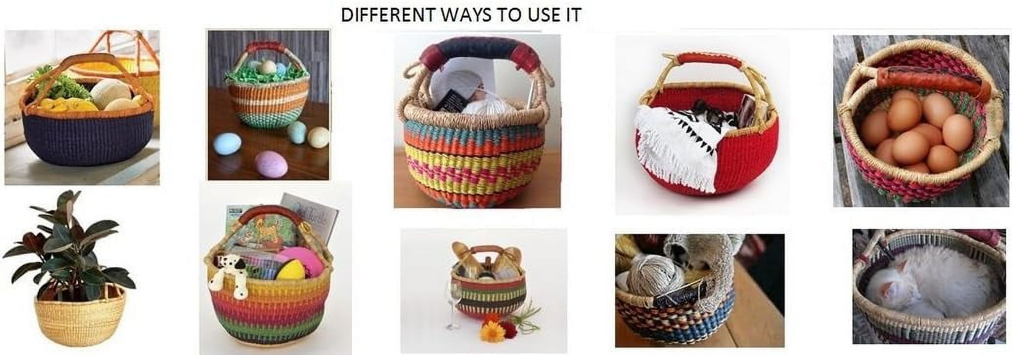 Basket | Round Ghana Basket | Plant u0026 Shopper | Woven Red, Large: 14u0026quot;-16u0026quot; Across - Walmart.com
