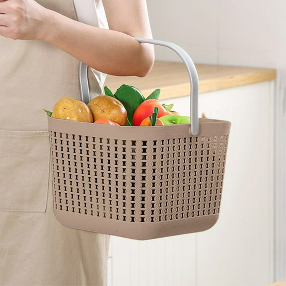 Basket,Storage Basket,Portable Shower Caddy Tote,Plastic Storage Collapsible Basket with Handles,Box Organizer Bin for Bathroom,Kitchen,College Dorm,Gym,Medium