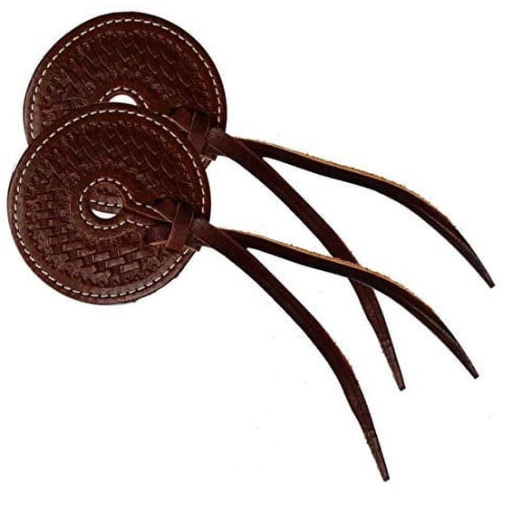 Basket Tooled Leather Bit Guards (Medium)