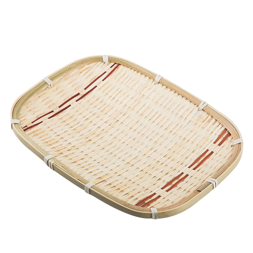 Basket Tray Woven Fruit Basket Flat Wicker Basket for Fruit Candy Cake