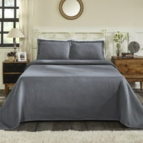 Basket Weave 100% Cotton Jacquard MatelassÃÂ© Bedspread Set Grey / Twin