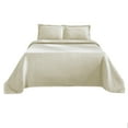 thumbnail image 1 of Basket Weave 100% Cotton Jacquard MatelassÃÂ© Bedspread Set Ivory / King, 1 of 2