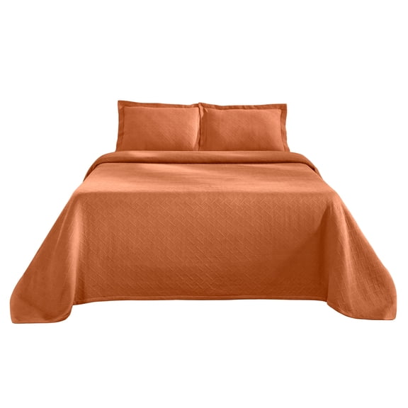 Basket Weave 100% Cotton Jacquard MatelassÃÂ© Bedspread Set Mandarin / King