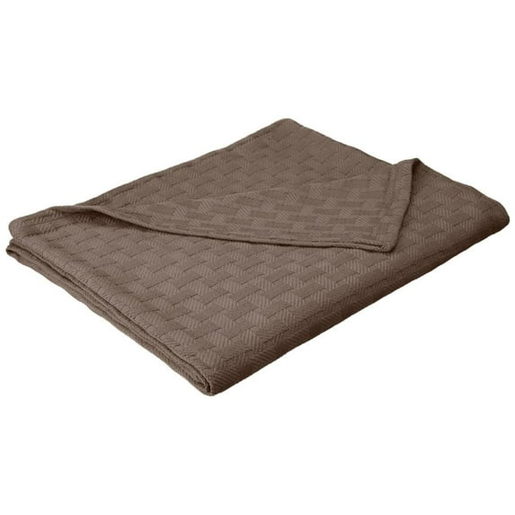 Basket Weave All-Season 100% Cotton Thermal Woven Blanket Charcoal / King