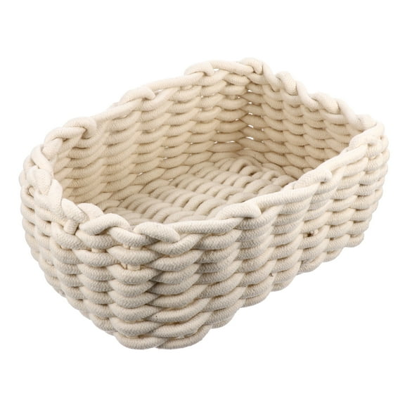 Basket Woven Cotton Rope Storage Thread Decorative Handmade Coiled Small Wove Baskets Handles