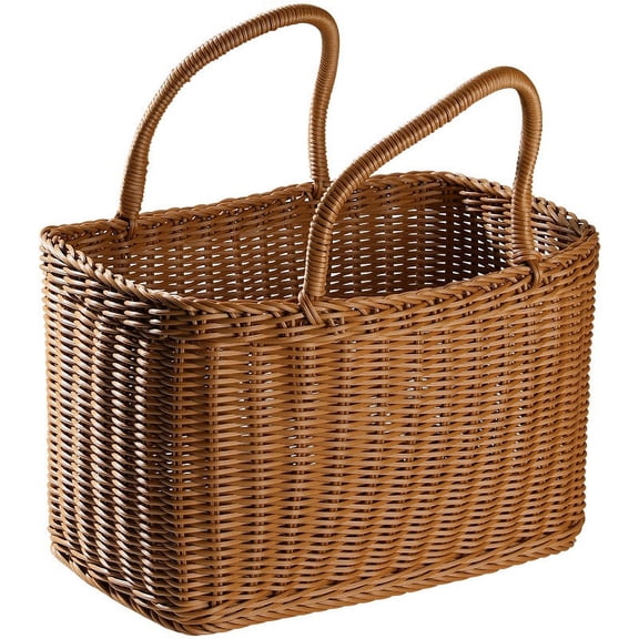Basket Woven Wicker Baskets Picnic Handle Storage Rattan Market Flower Handles Straw Fruit Gift Shopping Hand Tote