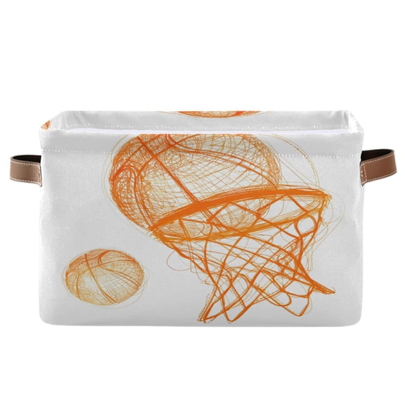 Basket and Ball Storage Bins with Handle Fabric Organizer Basket Foldable Box 1 Pack 14.2x10.2x8.3