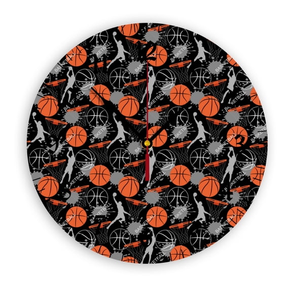 Basket ball Wall Clock, Battery Operated, PVC Round Silent Non-Ticking Clock with Clear Numbers for Living Room, Kitchen, Bedroom, Office, School Decor 12inch-30cm