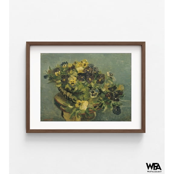 Basket of Pansies on a small table by Vincent Van Gogh, Van Gogh Flowers, Floral Wall Art, Van Gogh Pansies Print, Flower Oil Painting Print