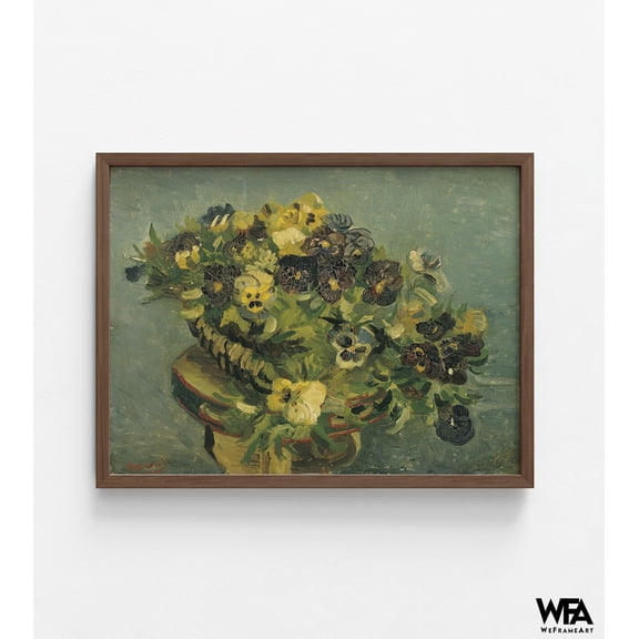 Basket of Pansies on a small table by Vincent Van Gogh, Van Gogh Flowers, Floral Wall Art, Van Gogh Pansies Print, Flower Oil Painting Print