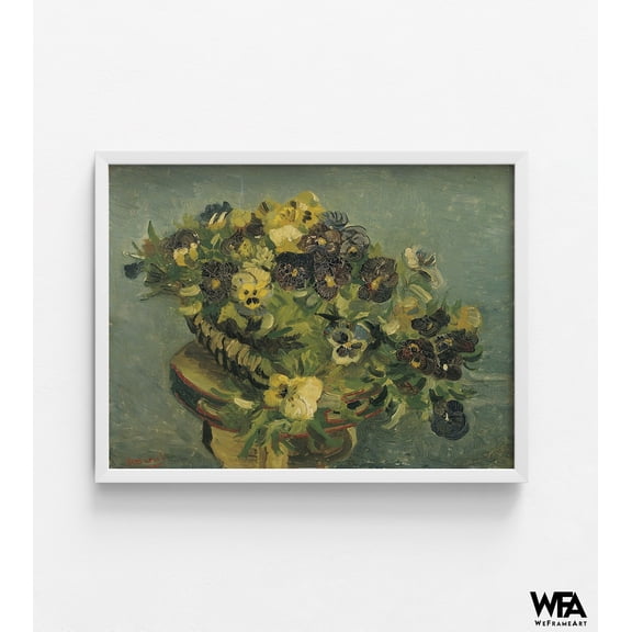 Basket of Pansies on a small table by Vincent Van Gogh, Van Gogh Flowers, Floral Wall Art, Van Gogh Pansies Print, Flower Oil Painting Print