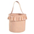 thumbnail image 1 of Basket with Handle Orange Gingham Ruffle Top 9X9X7 Inch 1 Piece Fabric Storage Halloween Treat Pail for Student Trick Or Treat Fall Events, 1 of 9